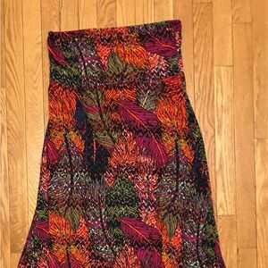LuLaRoe Boho Multicolor Leaf Print Slinky Maxi Skirt Size Large